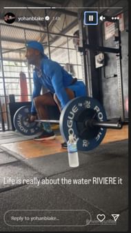 Yohan Blake training in gym